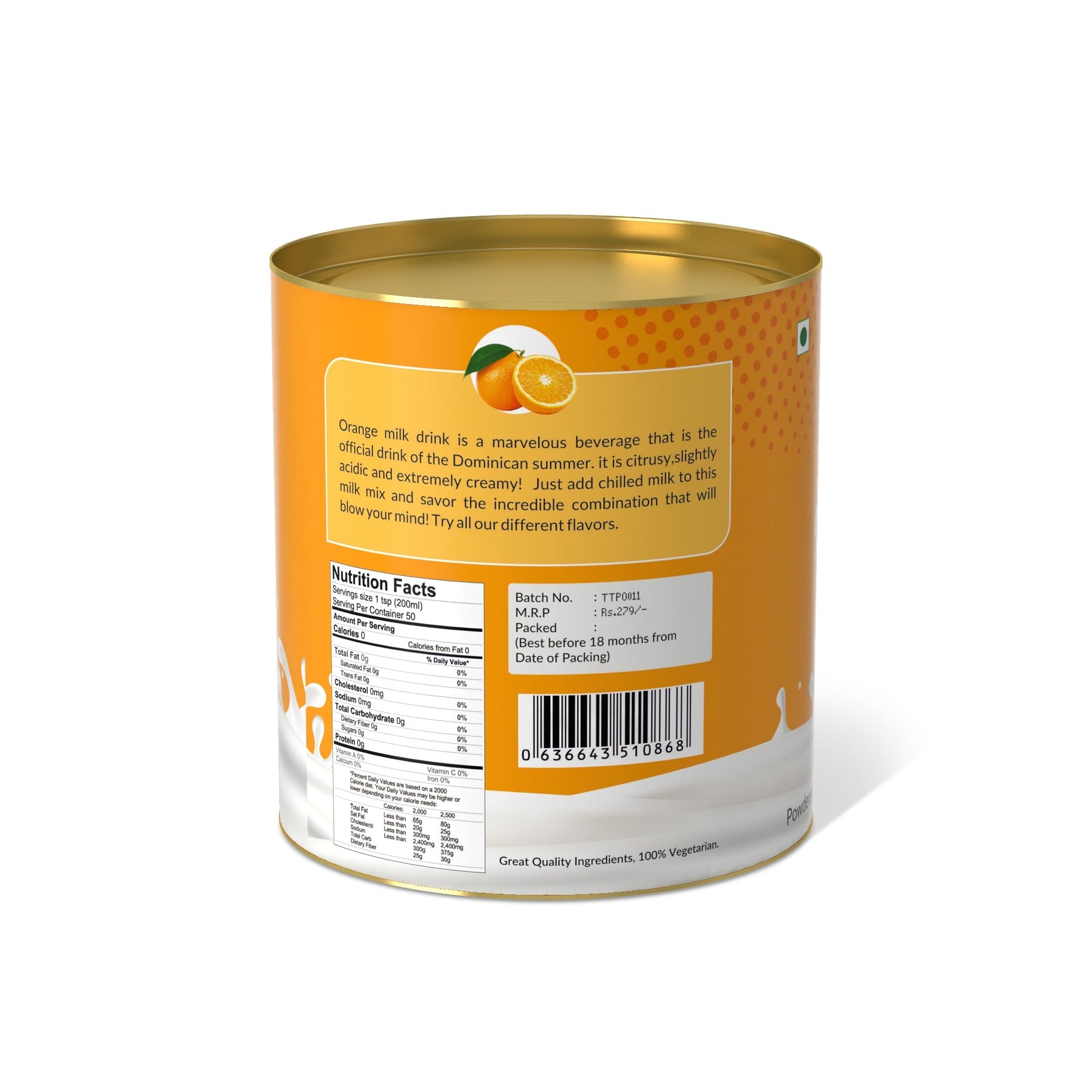 Orange Flavor Milk Mix - 800 gms