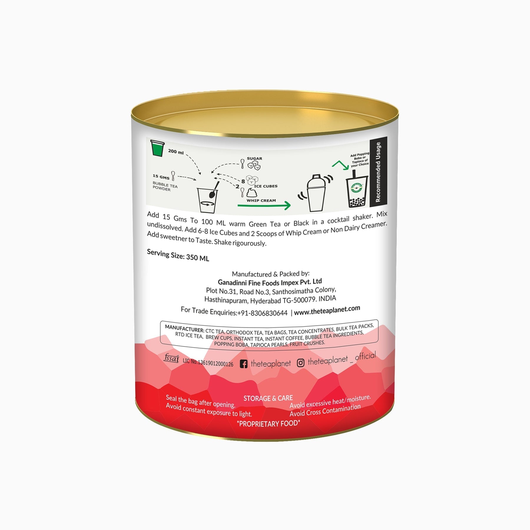 Pomegranate Bubble Tea Premix - 400 gms