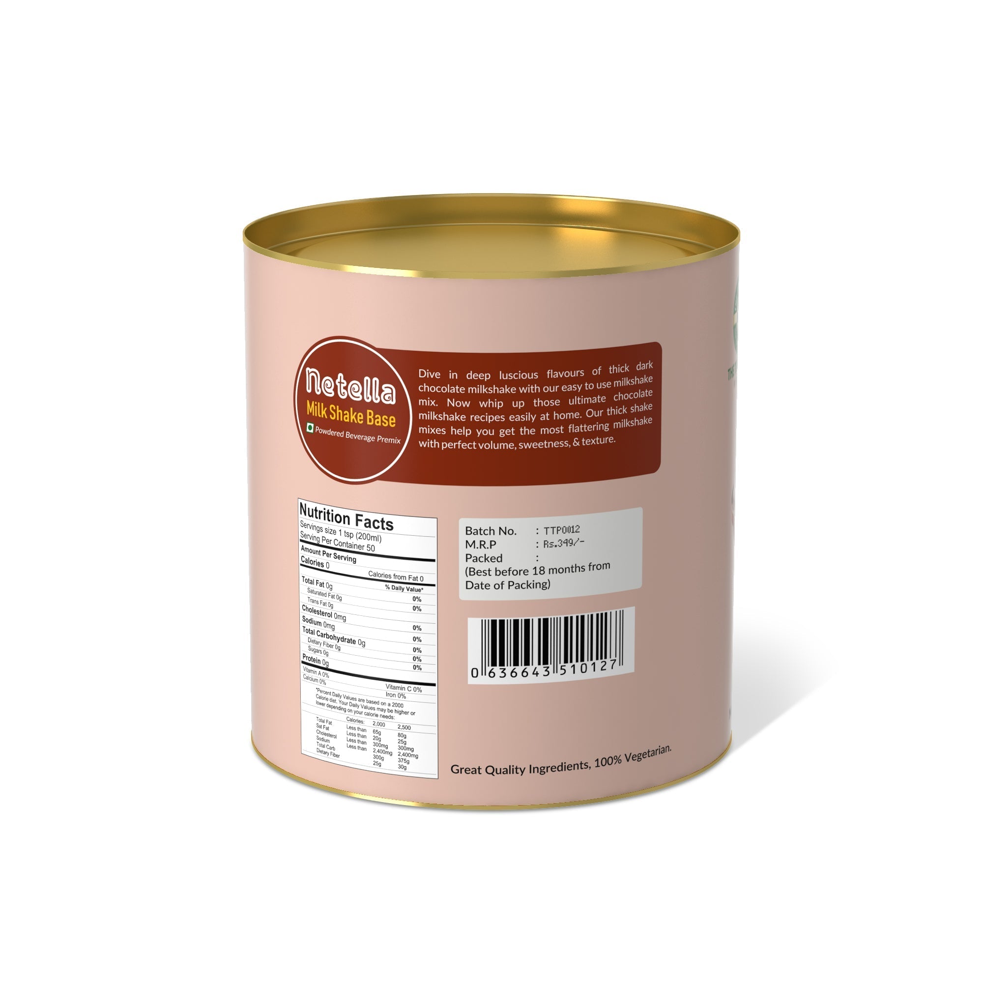 Nutella Thick Milkshake Mix - 800 gms