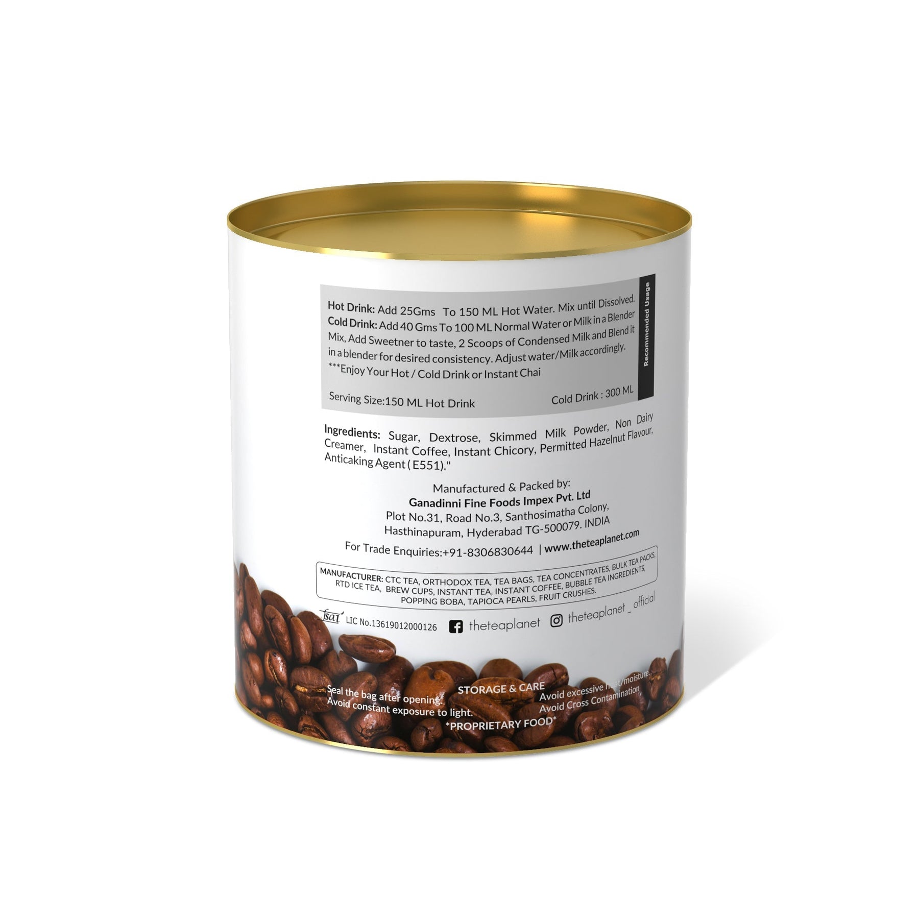 Hazelnut Instant Coffee Premix (3 in 1) - 800 gms