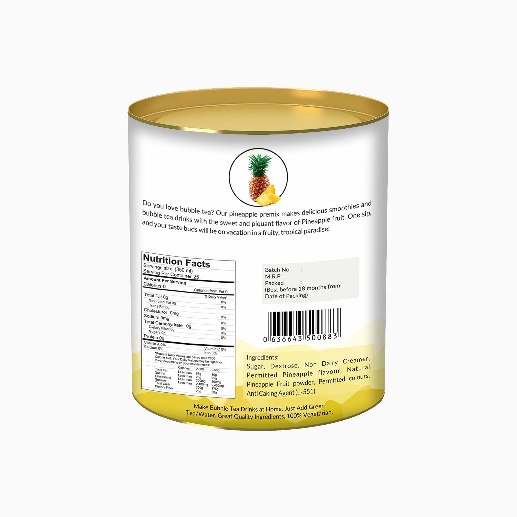 Pineapple Bubble Tea Premix - 400 gms