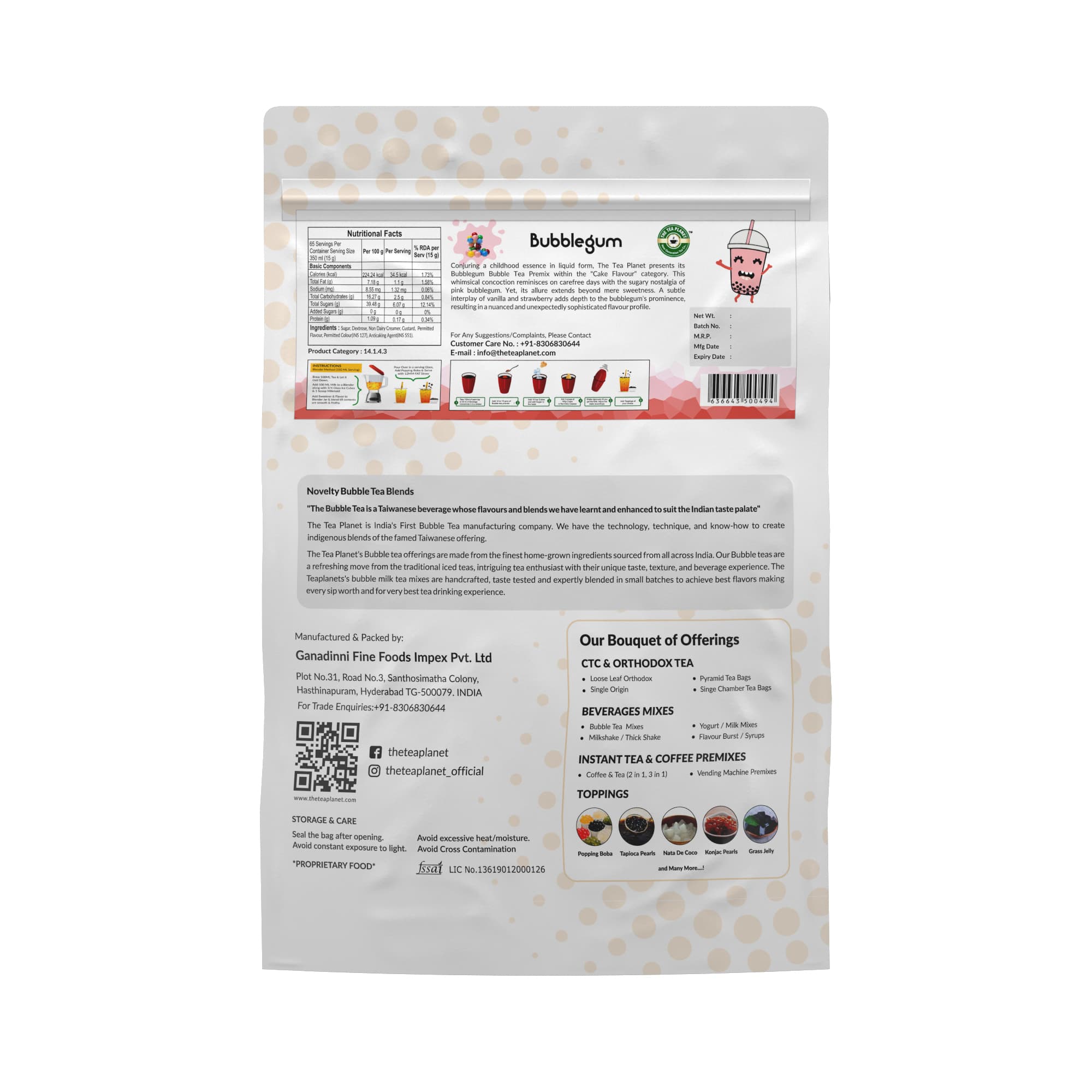 Bubblegum Bubble Tea Premix - 1kg