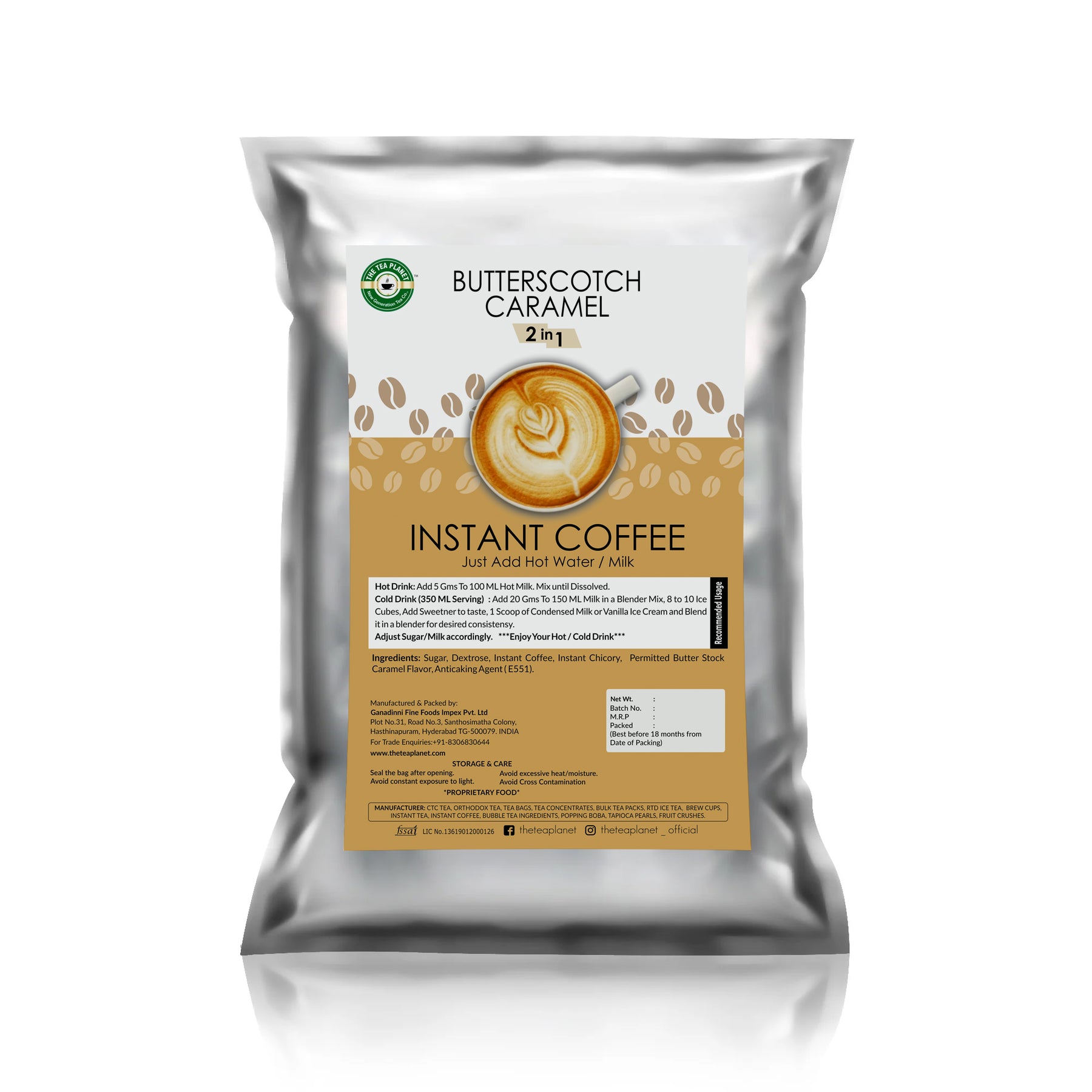 Butterscotch Caramel Instant Coffee Premix (2 in 1) - 1kg