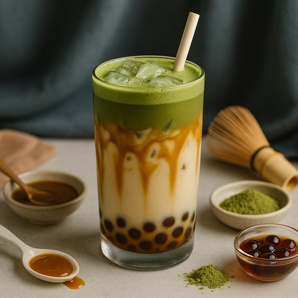 Caramel Matcha Bubble Tea Premix (3 in 1) - 1Kg