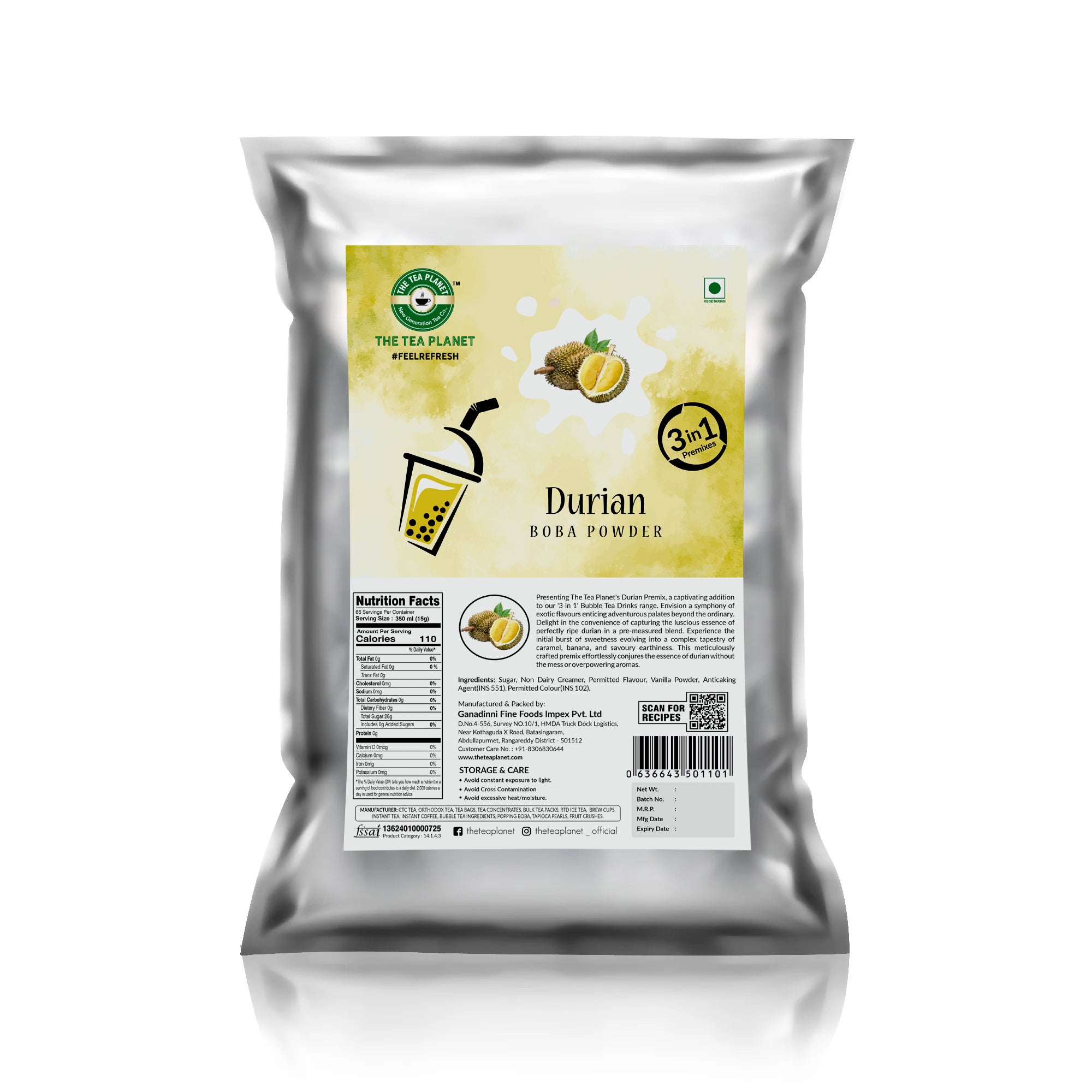 Durian Bubble Tea Premix (3 in 1) - 1Kg