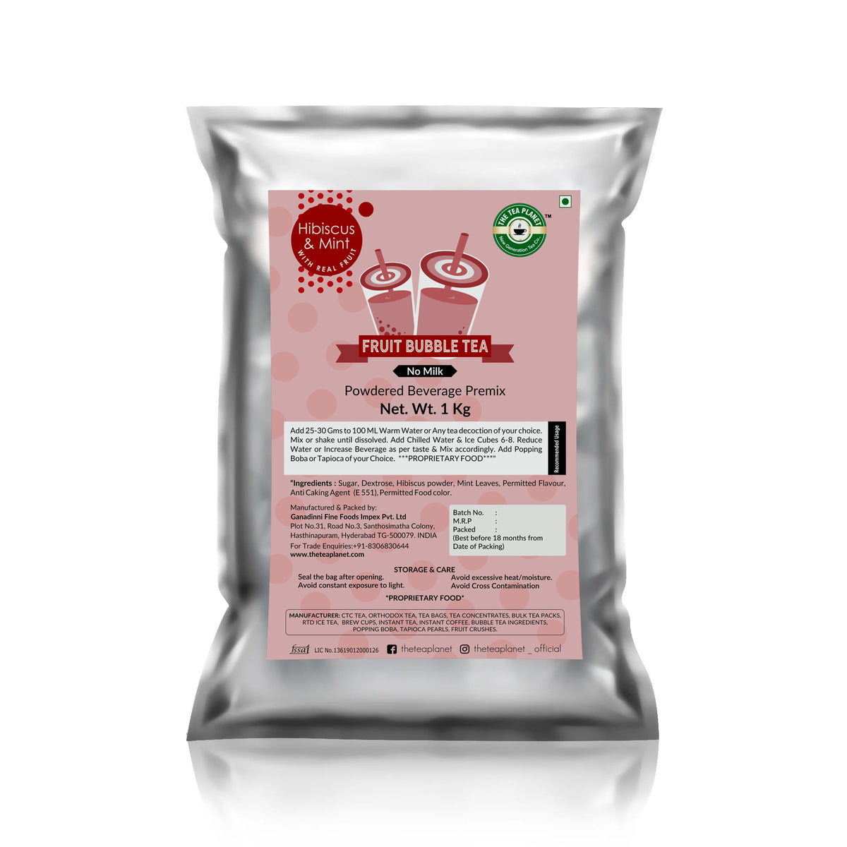 Hibiscus & Mint Fruit Bubble Tea Premix - 1kg