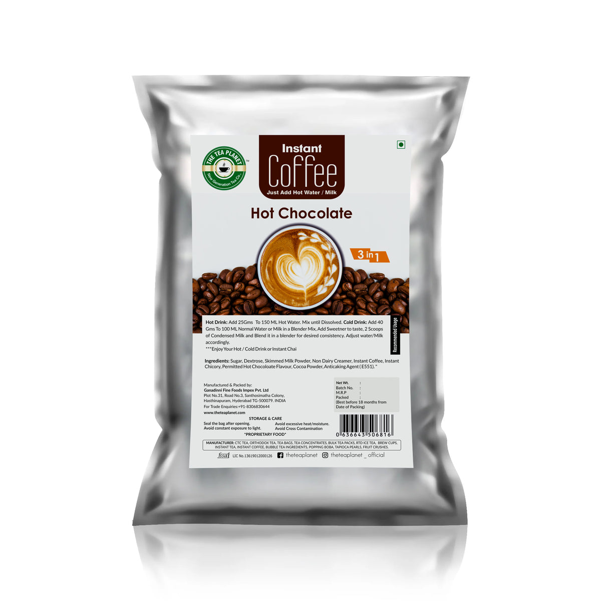 Hot Chocolate Instant Coffee Premix (3 in 1) - 1kg