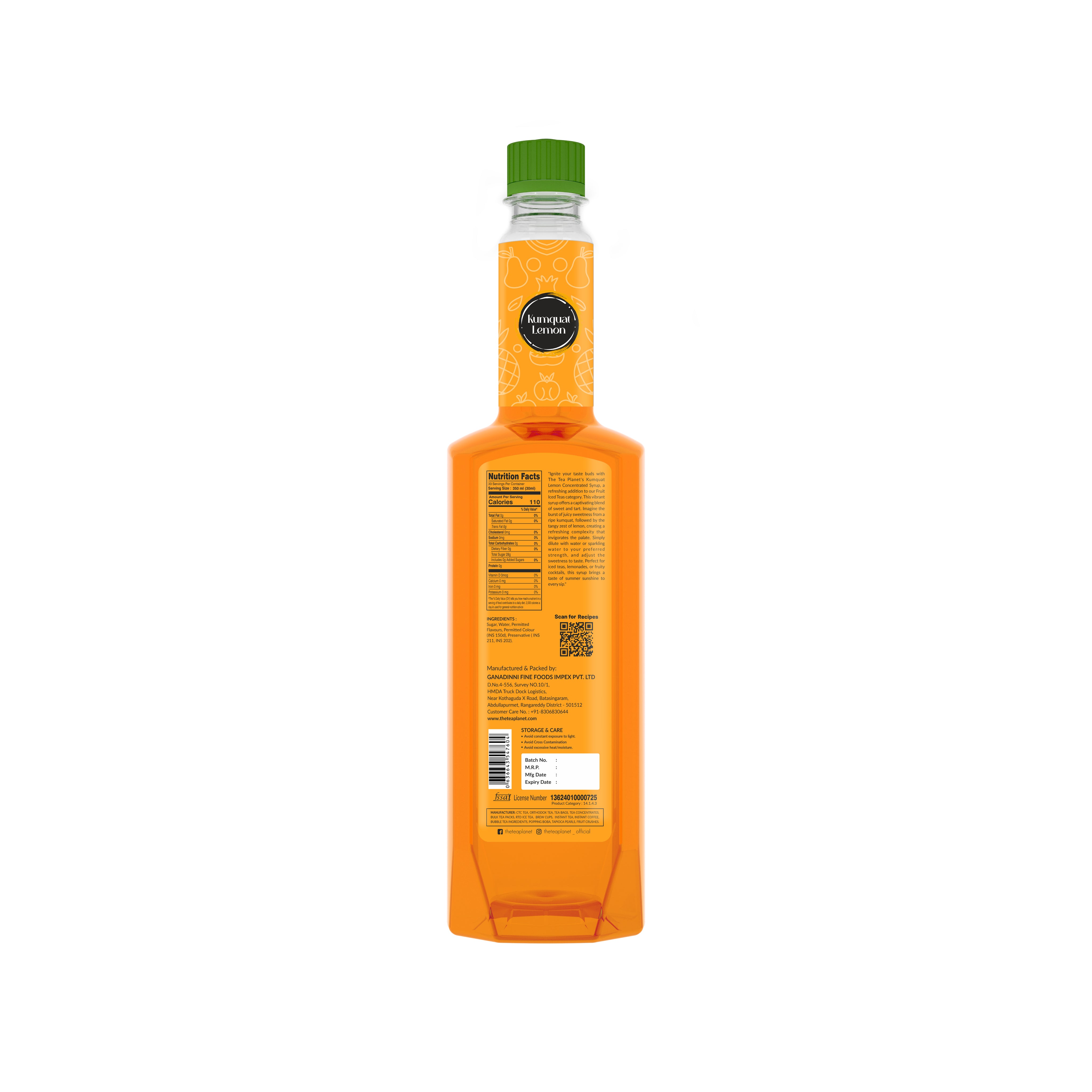 Kumquat Lemon Syrup - 1 Lt