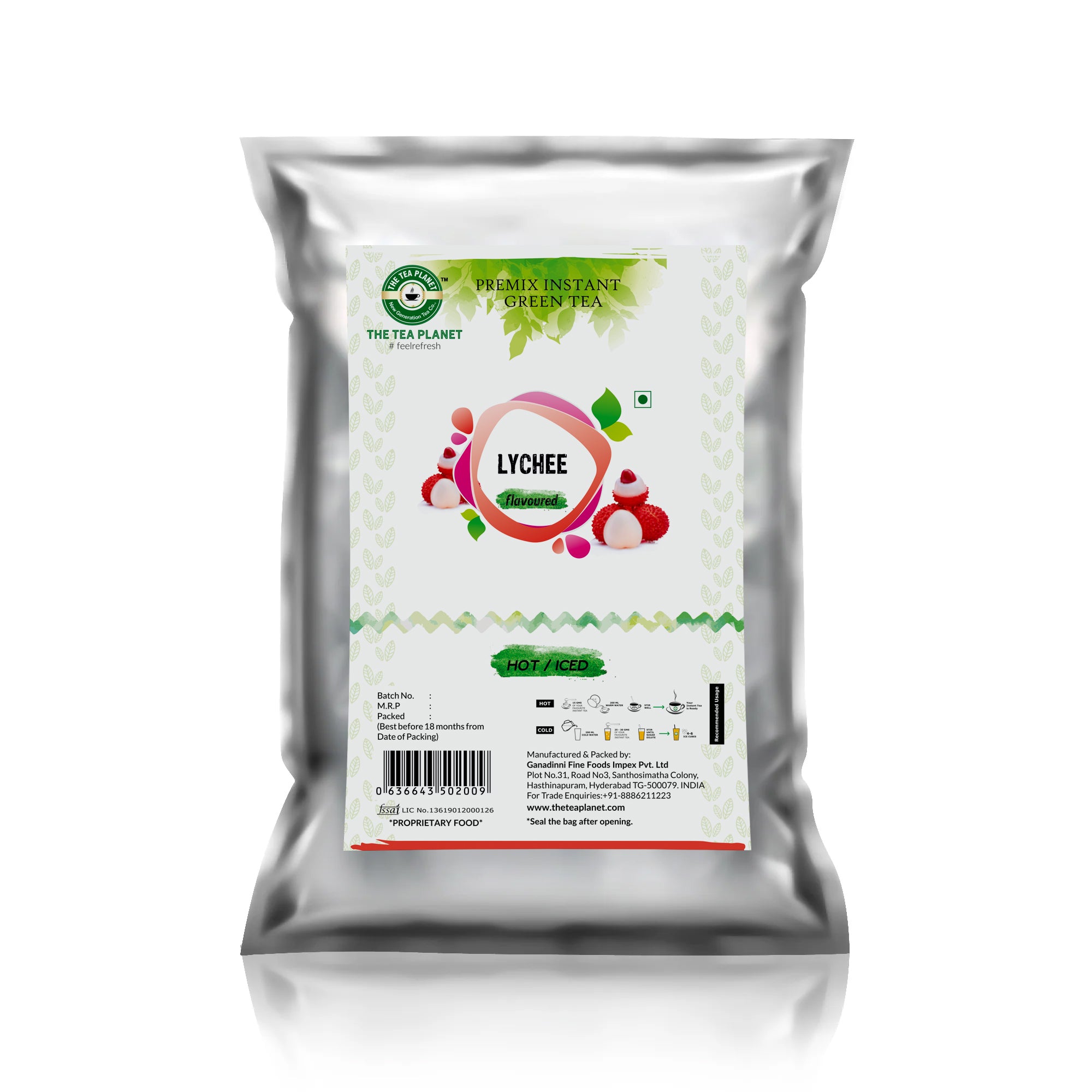Lychee Flavored Instant Green Tea - 1kg