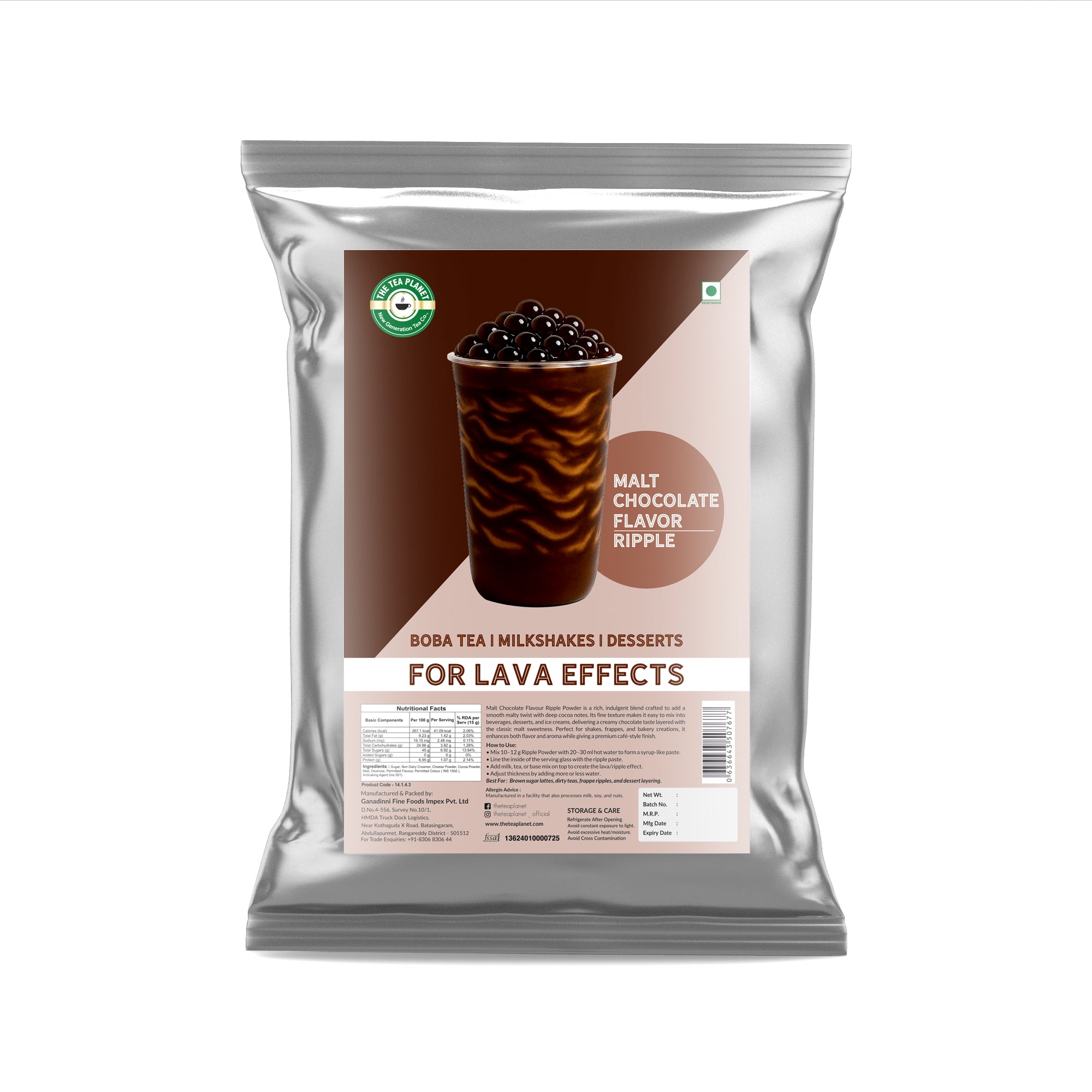 Malt Chocolate Flavor Ripple Powder | For Lava Effects in Boba Tea