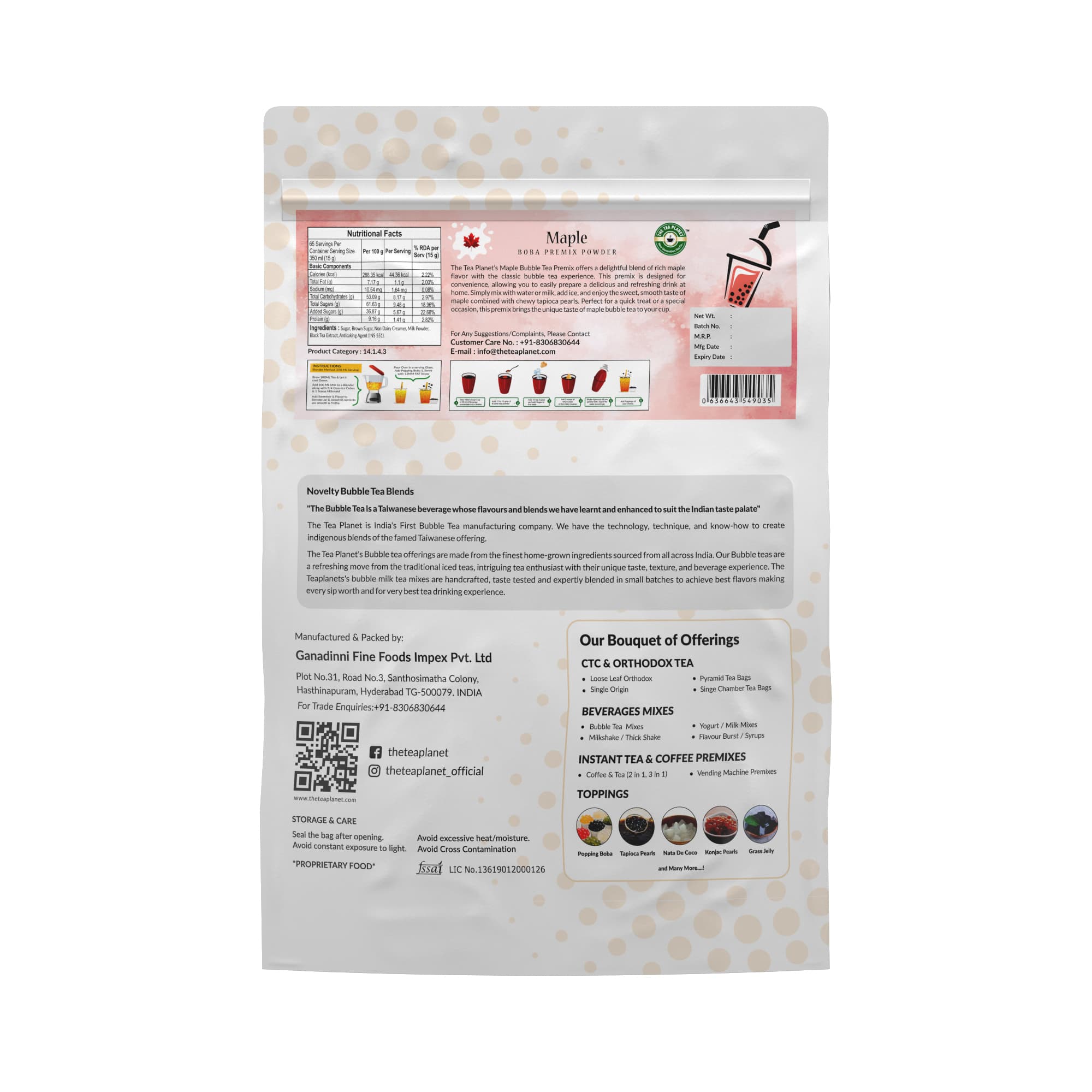 Maple Bubble Tea Premix (3 in 1) - 1Kg