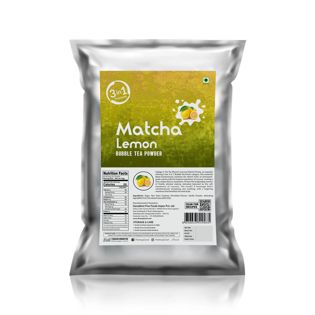 Lemon Matcha Bubble Tea Premix (3 in 1) - 1Kg