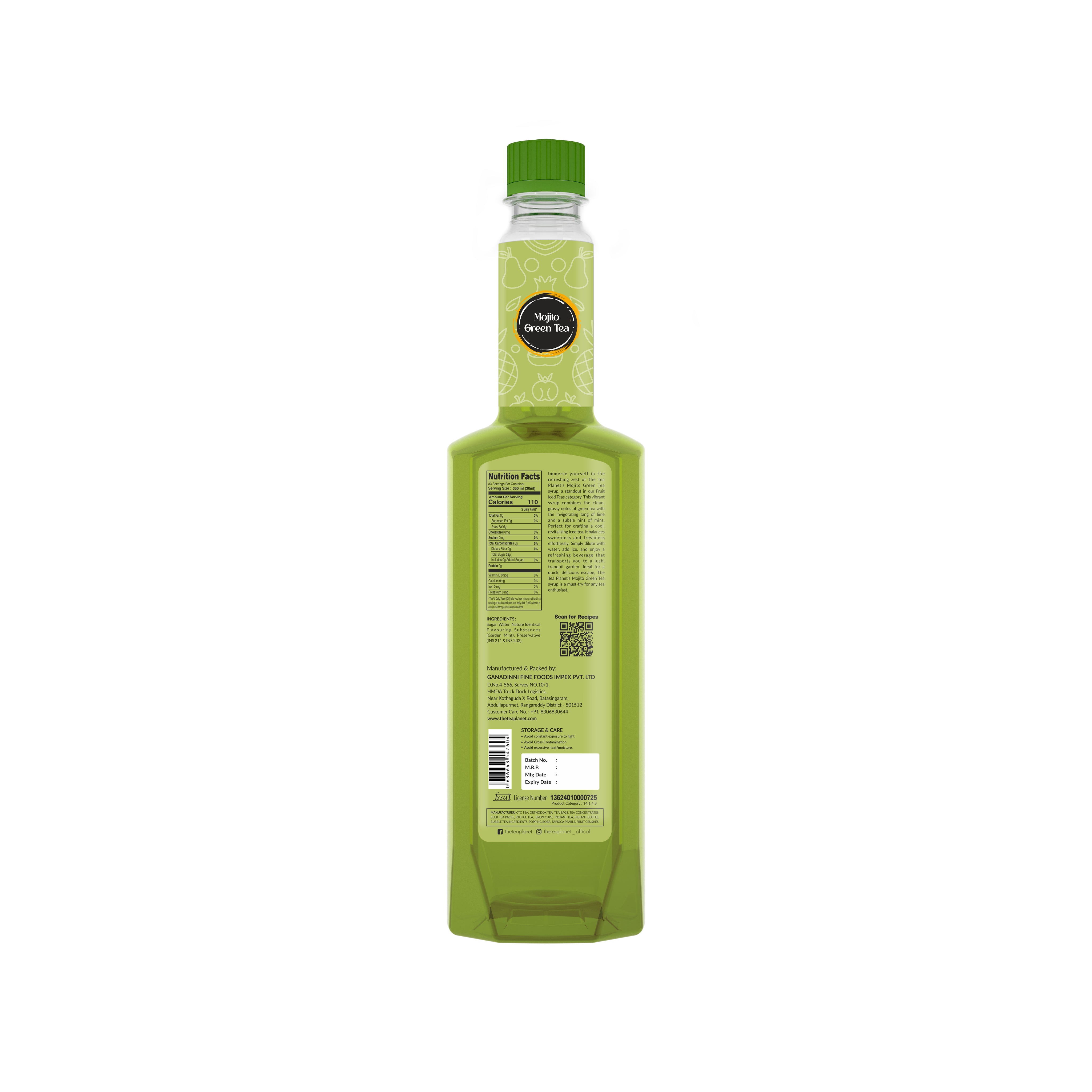 Mojito Green Tea Syrup - 1 Lt