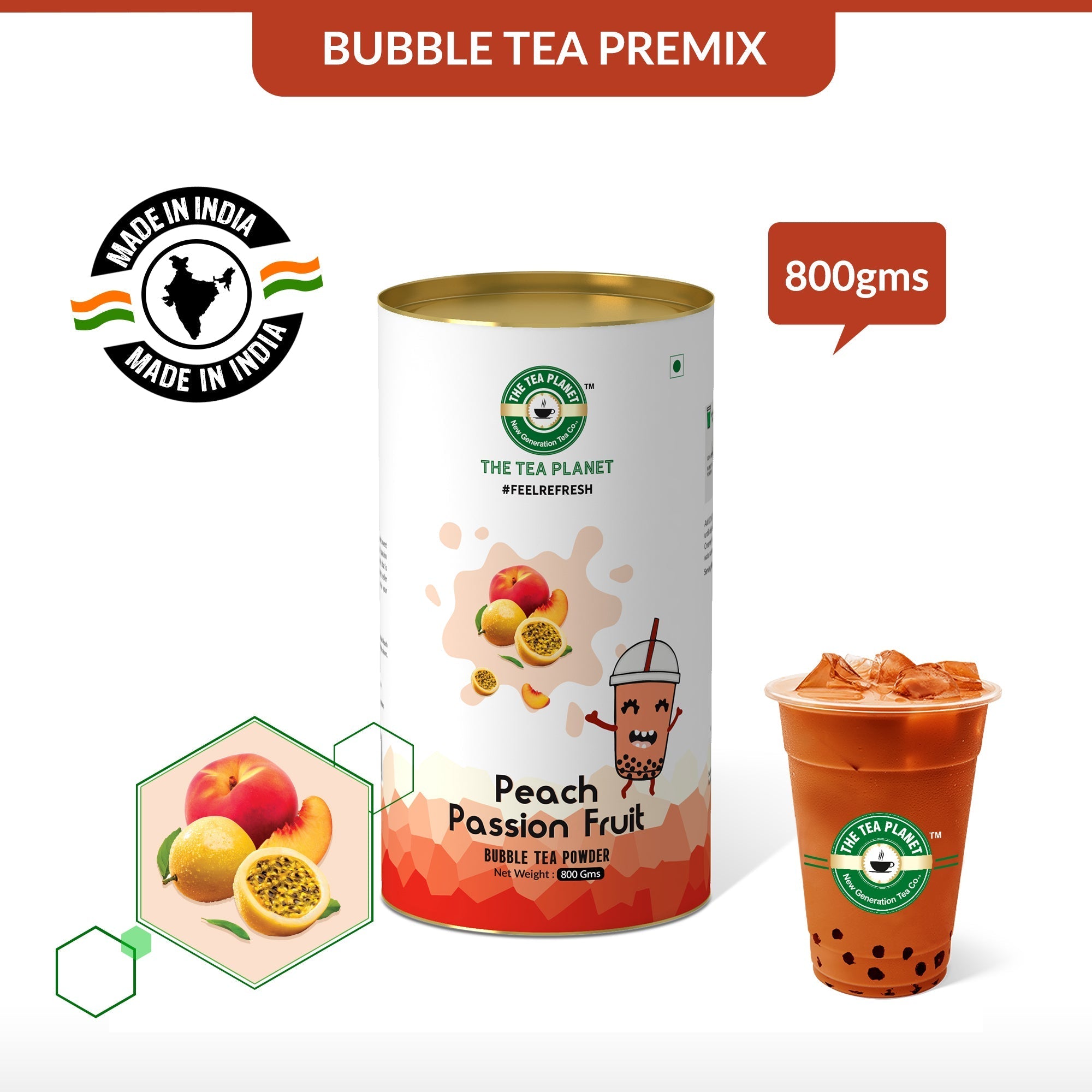 Peach Passion Fruit Bubble Tea Premix - 400 gms