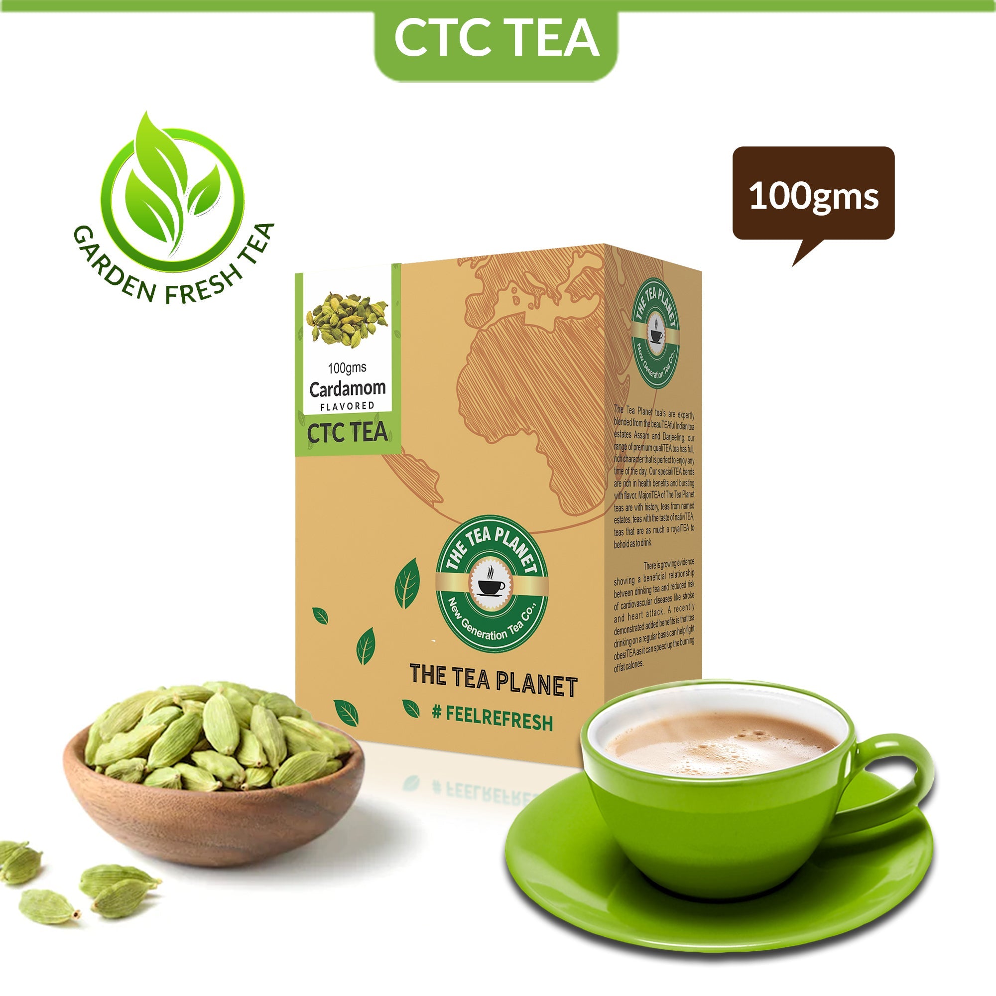 Cardamom Flavored CTC Tea - 100 gms