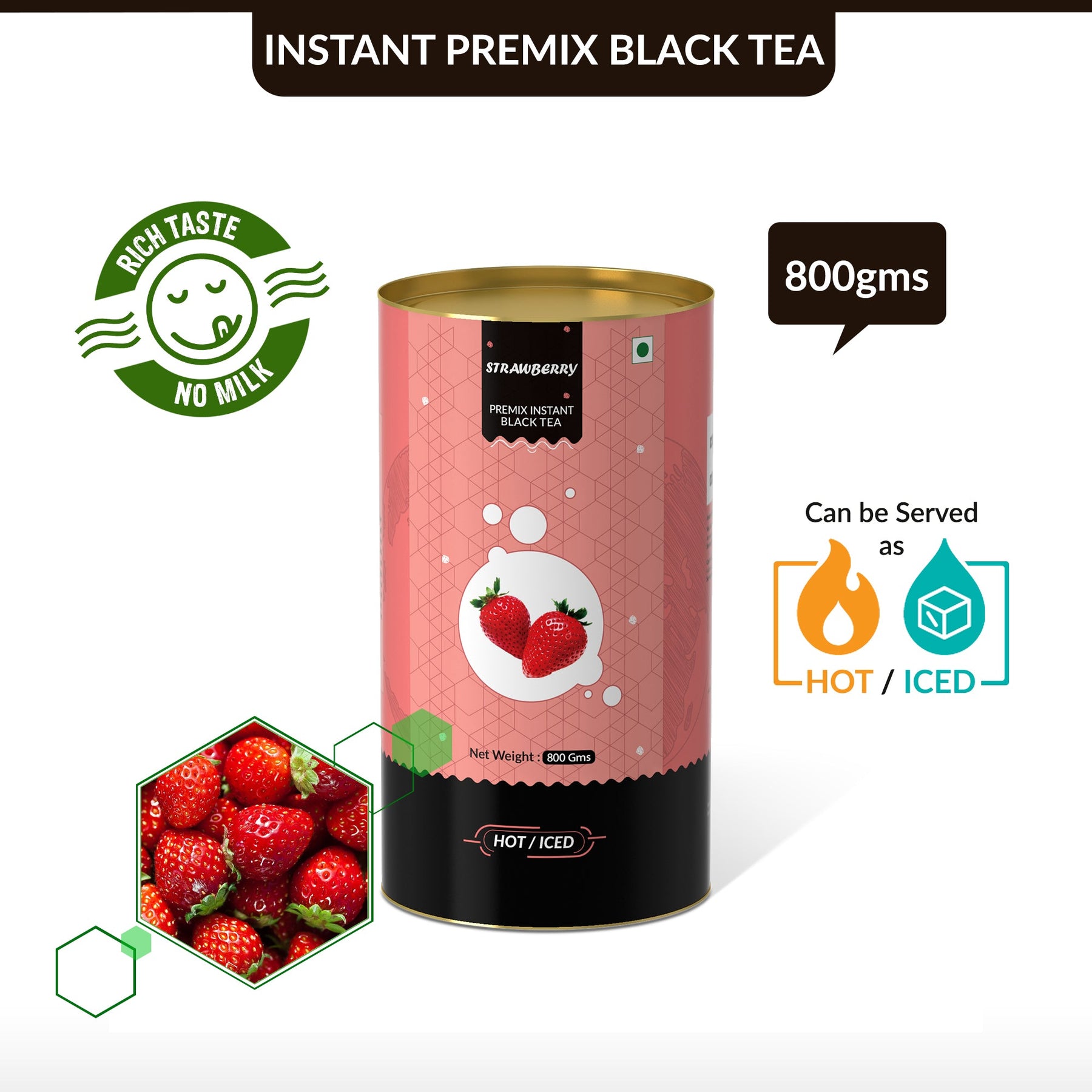 Strawberry Flavored Instant Black Tea