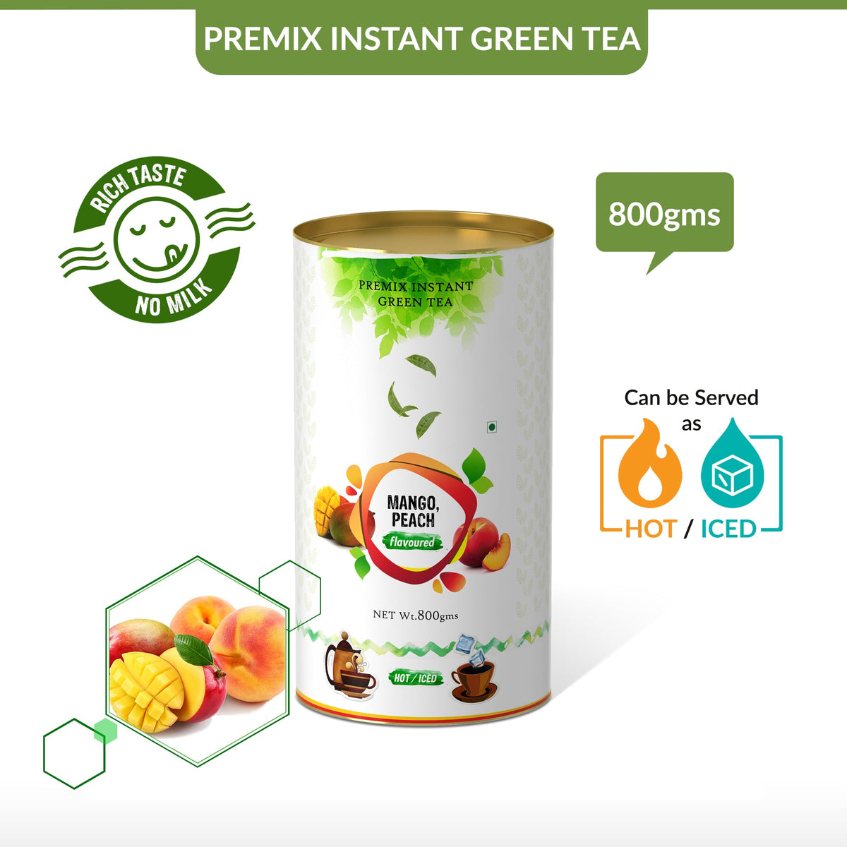 Mango & Peach Flavored Instant Green Tea