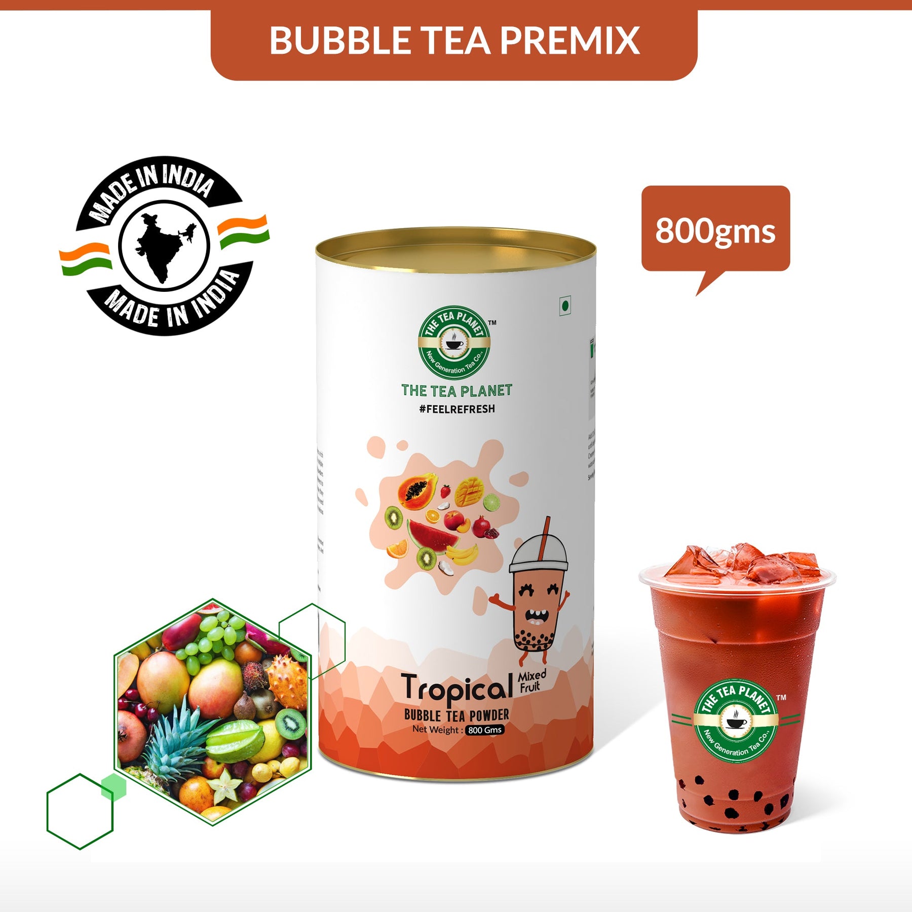 Tropical Mix Bubble Tea Premix - 250 gms