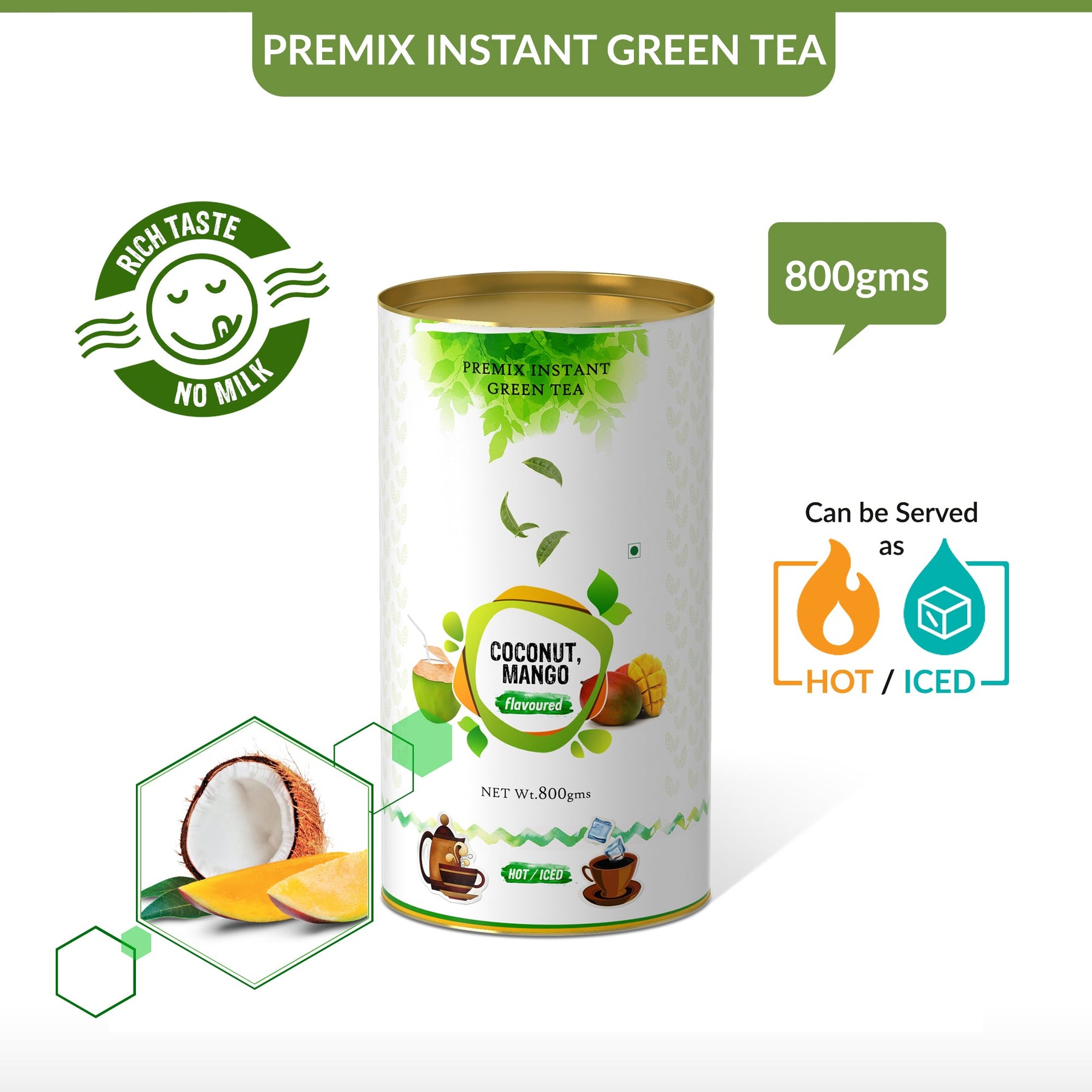 Coconut Mango Flavored Instant Green Tea