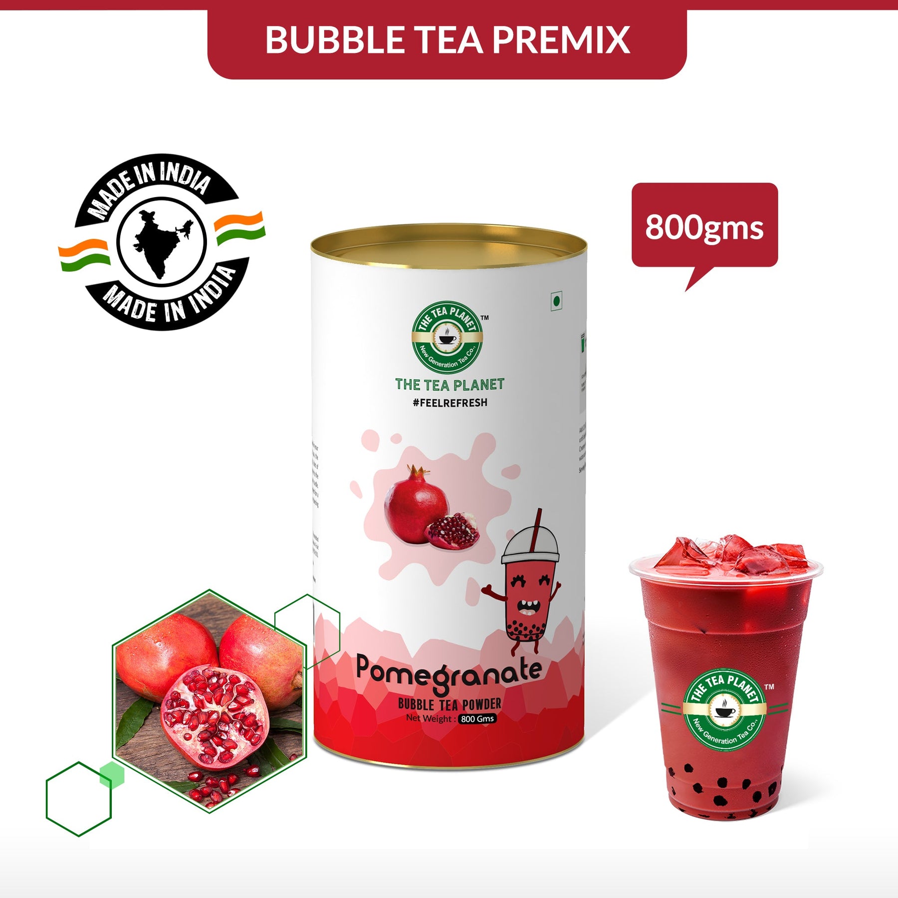 Pomegranate Bubble Tea Premix - 250 gms