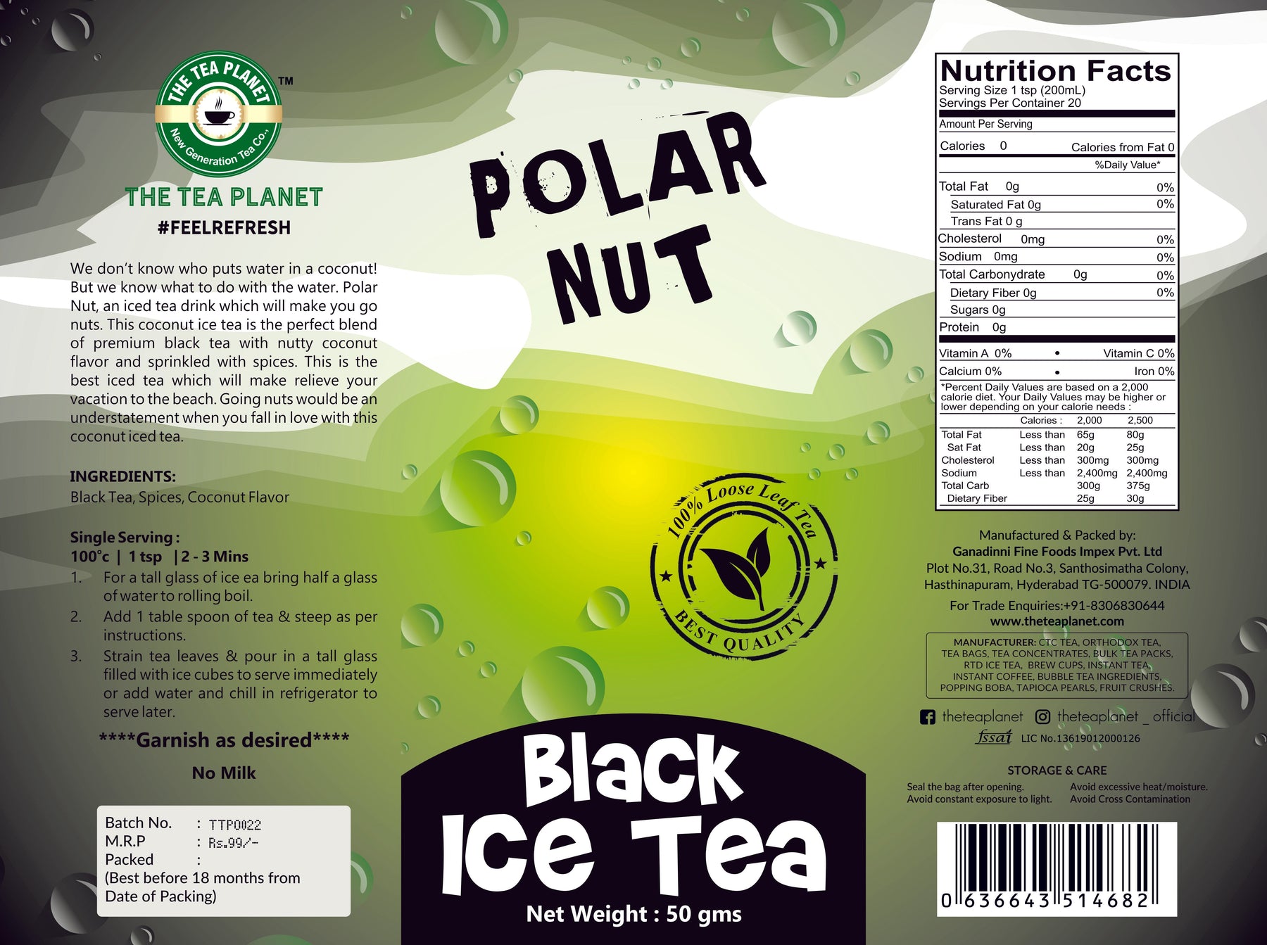 Polar Nut Orthodox Black Tea - 50 gms