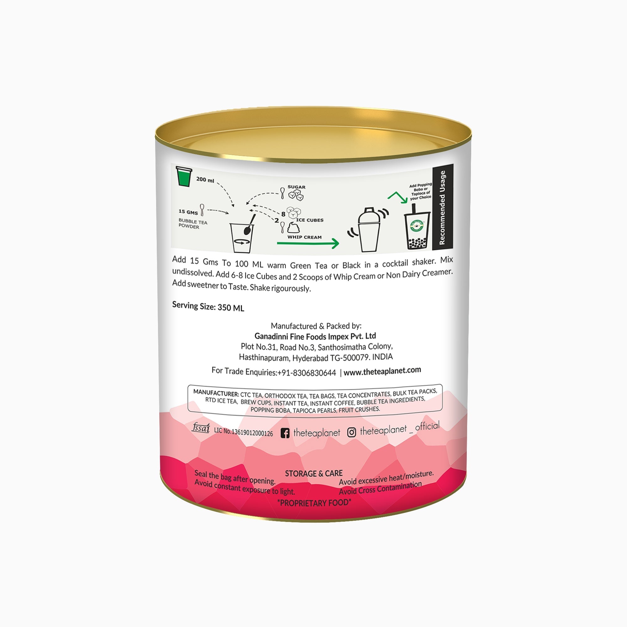 Raspberry Bubble Tea Premix - 250 gms