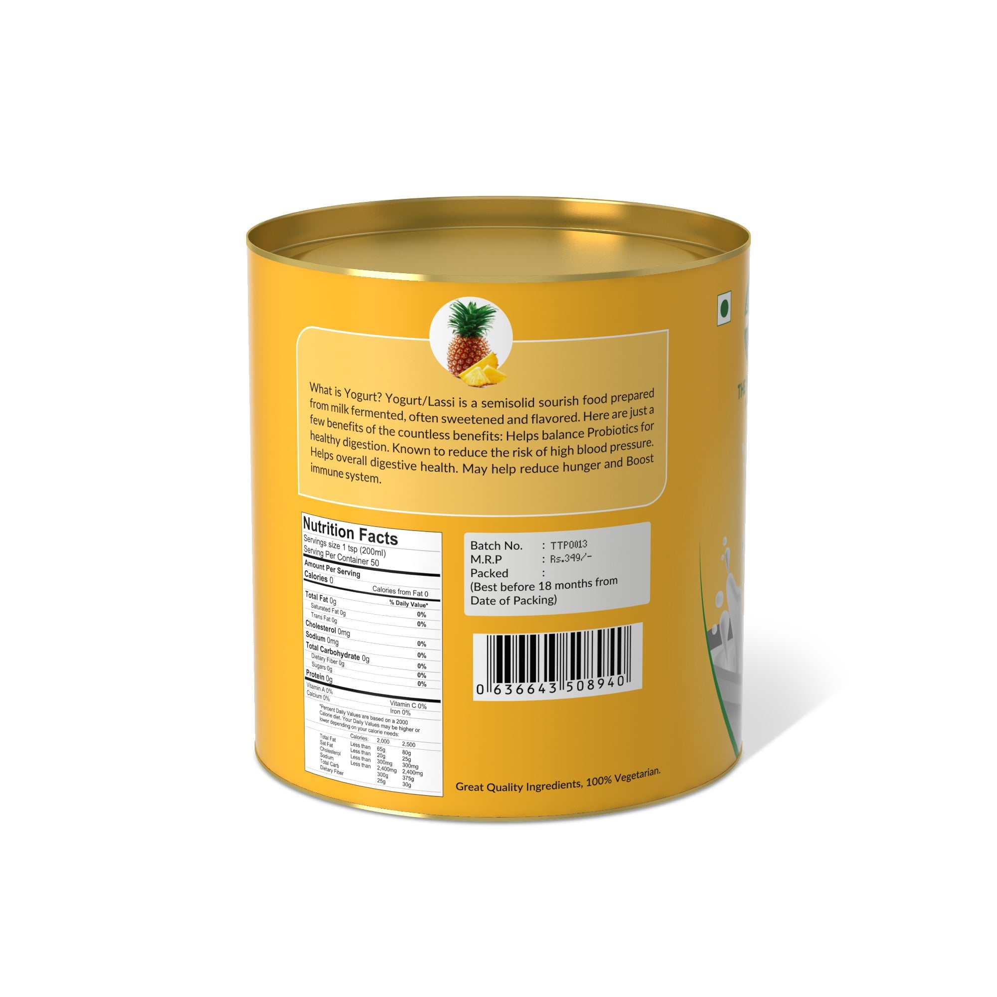 Pineapple Flavored Lassi Mix - 250 gms