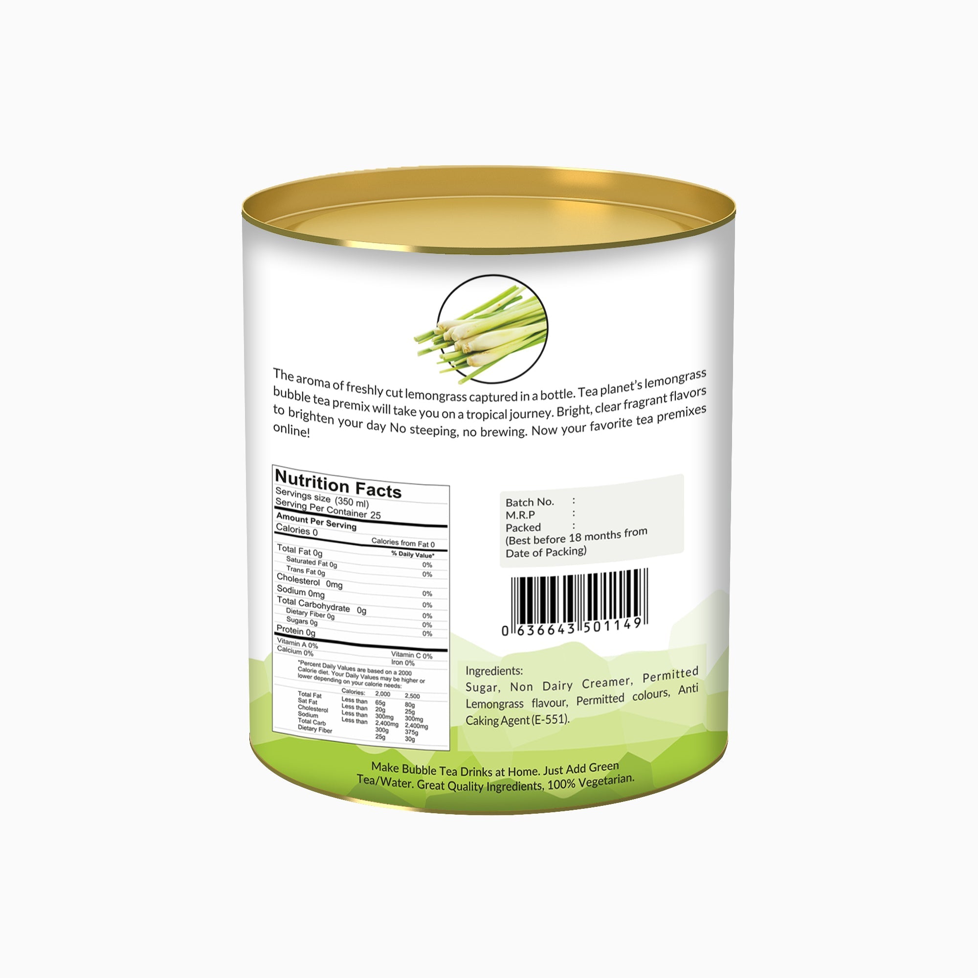 Lemongrass Bubble Tea Premix - 250 gms