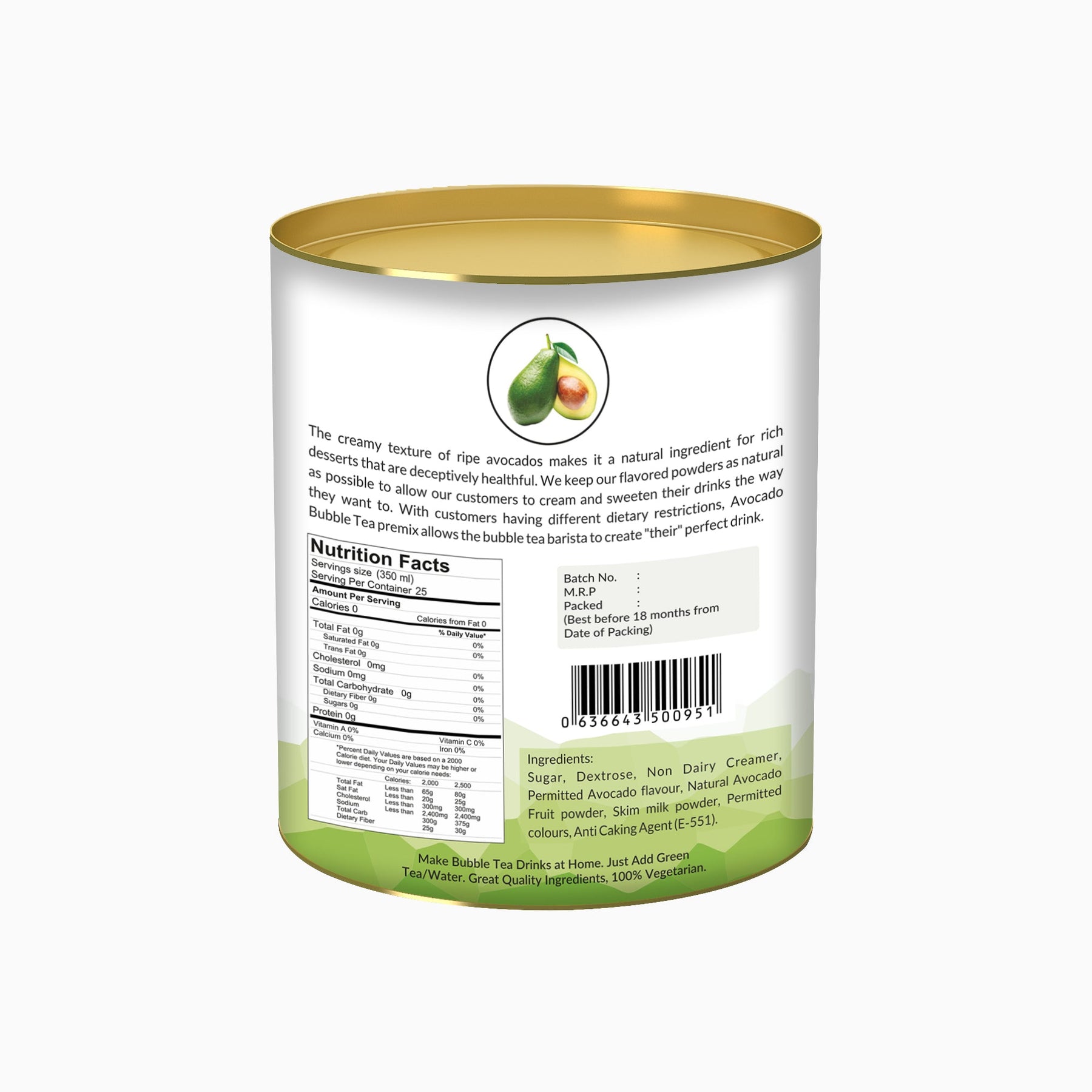 Avocado Bubble Tea Premix - 250 gms