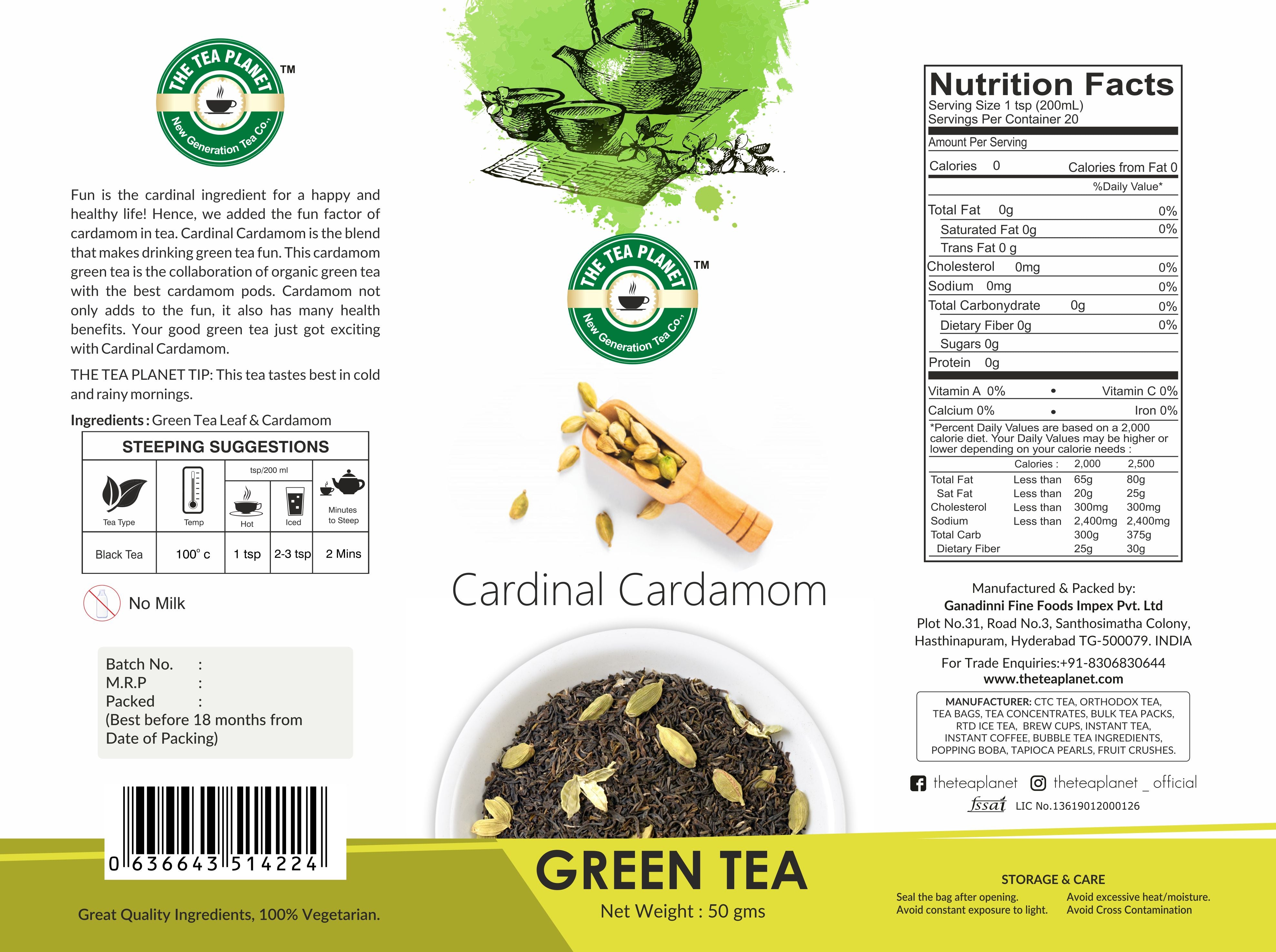 Cardinal Cardamom Orthodox Tea - 50 gms