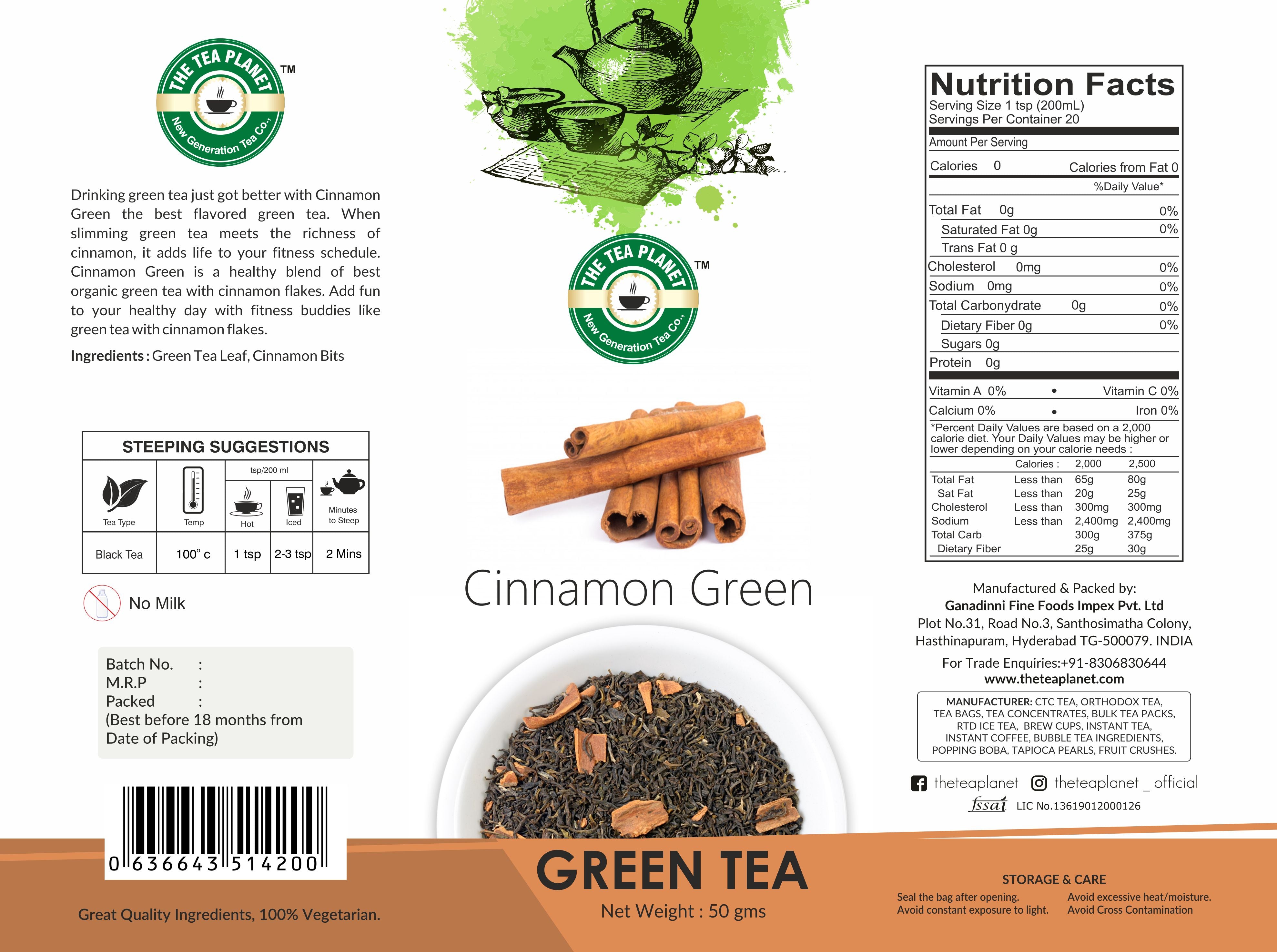 Cinnamon Green Orthodox Tea - 50 gms