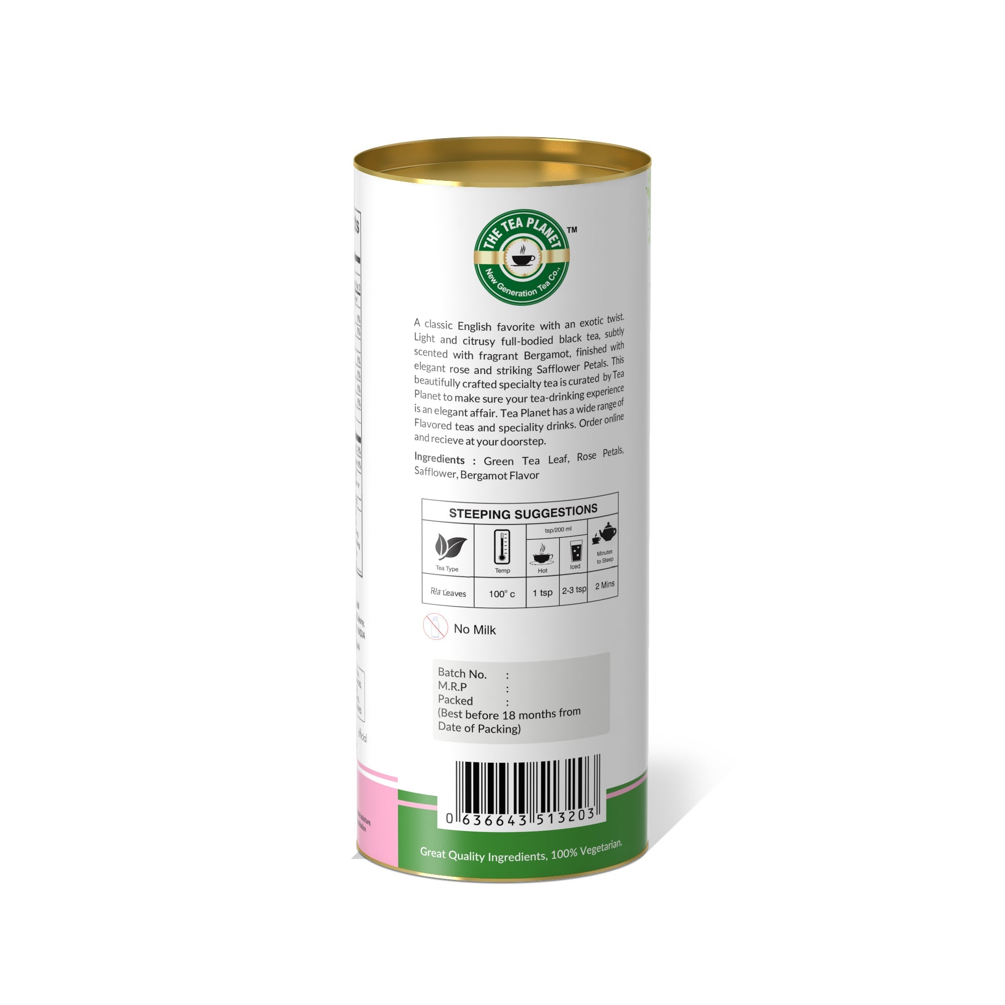 Rose Petals, Safflower, Bergamot Orthodox Tea - 50 gms