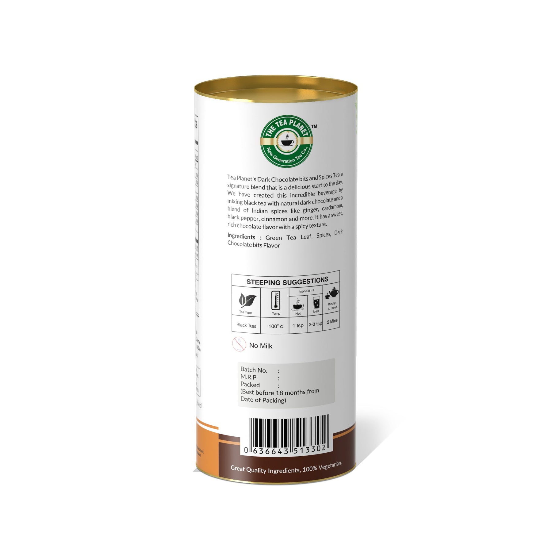 Spices, Dark Chocolate bits Orthodox Tea - 50 gms