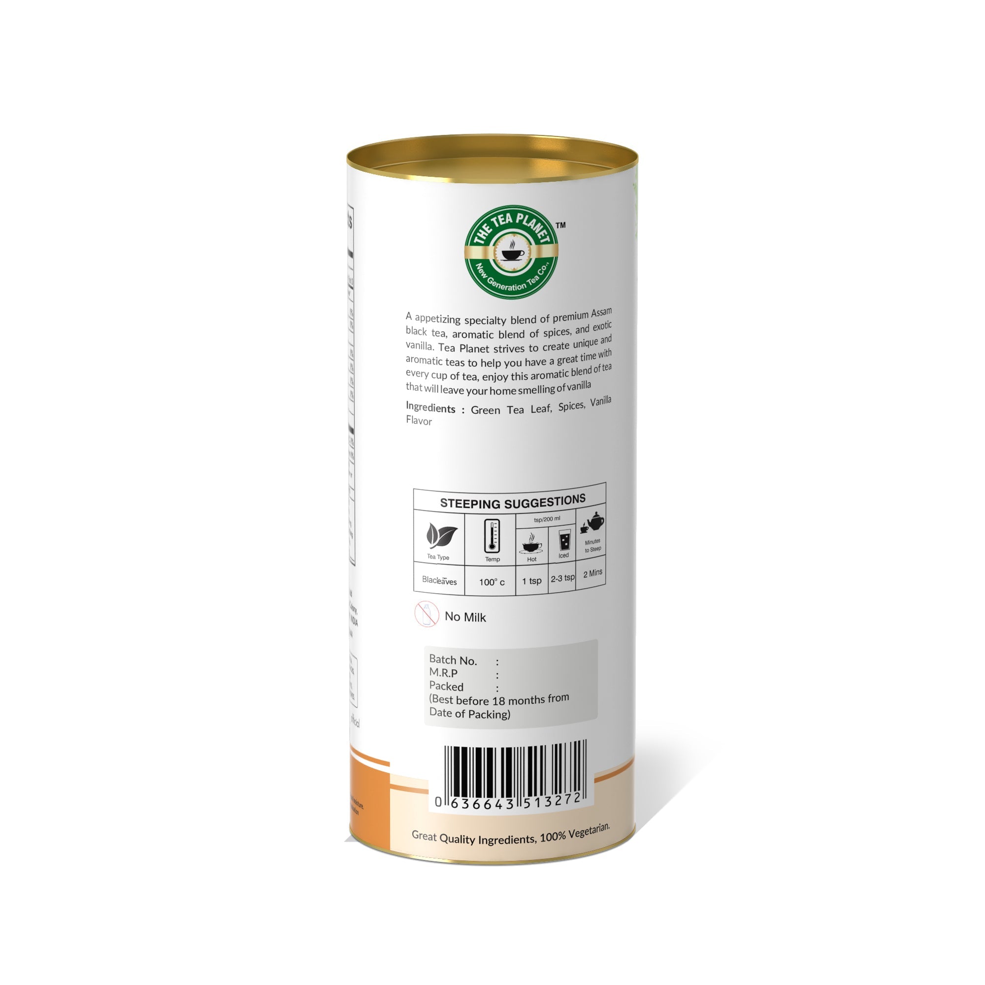 Spices, Vanilla Flavor Orthodox Tea - 50 gms