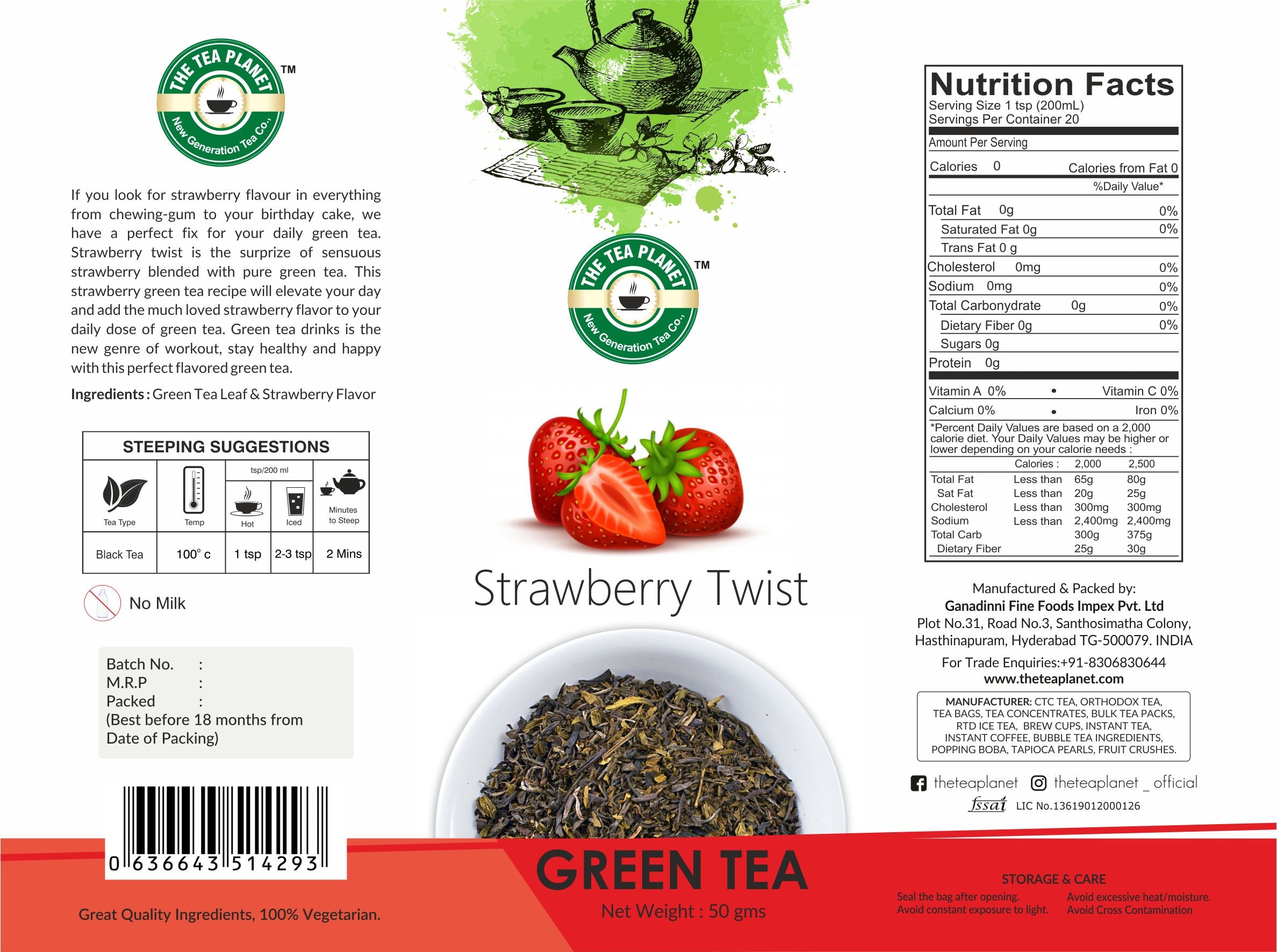 Strawberry Twist Orthodox Tea - 50 gms